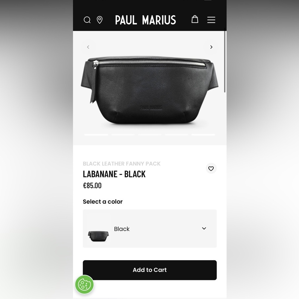 Paul Marius Labanane Black Leather Fanny Pack